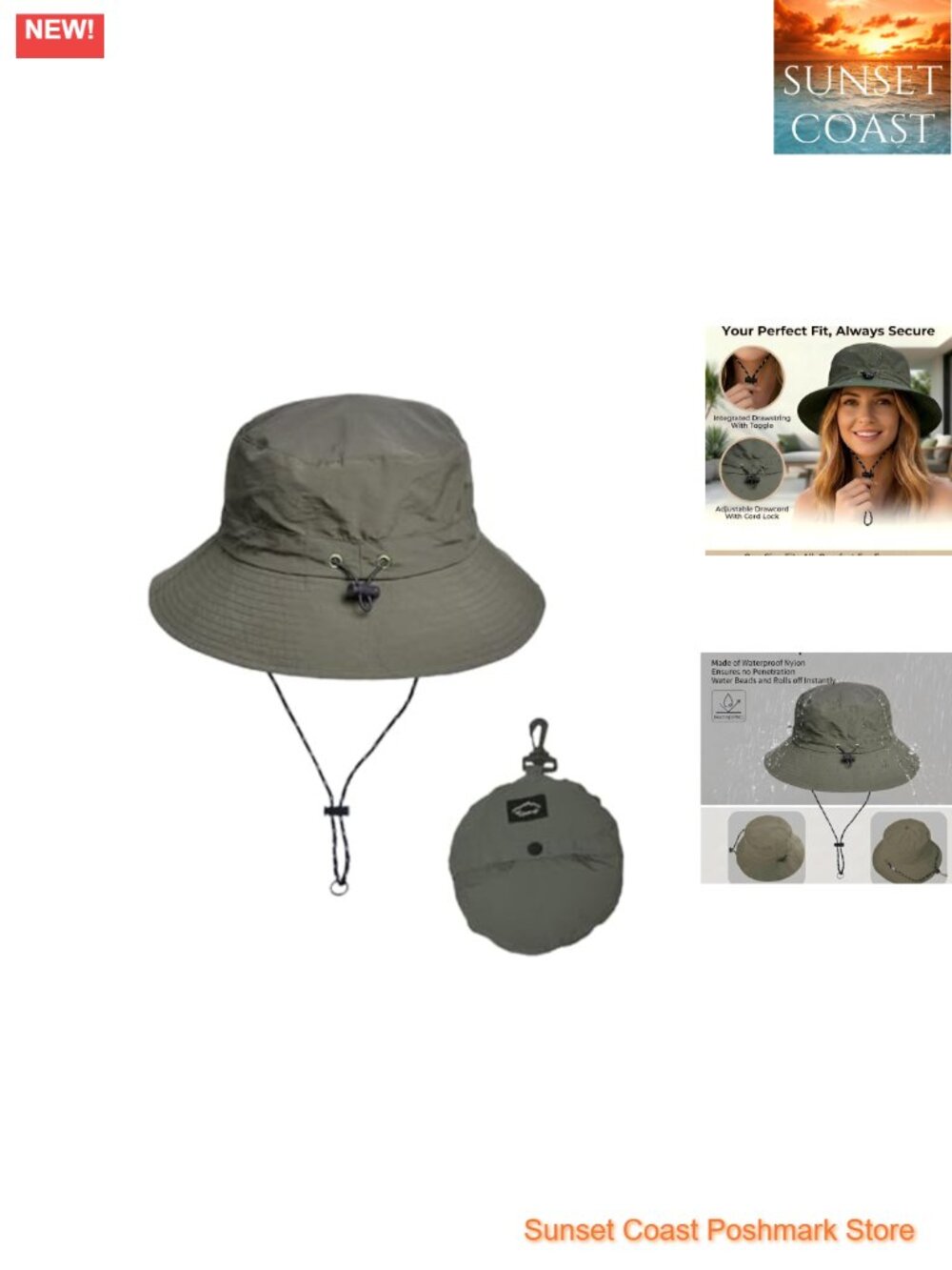 Women's Men's Unisex Waterproof Bucket Hat UPF Sun Protection Adjustable